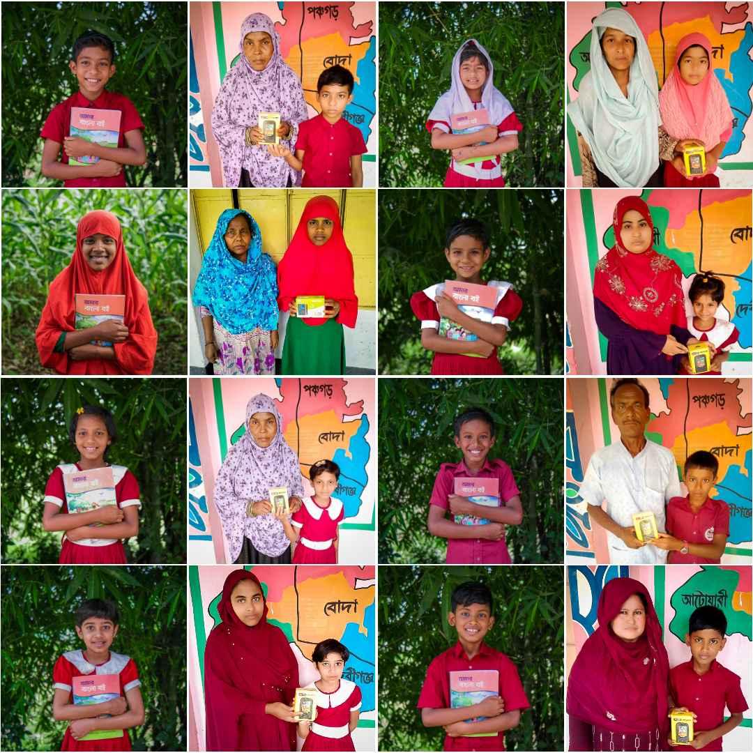Collage of students and parents with mobile phones