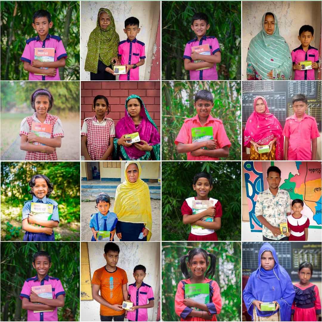 Collage of students and parents with mobile phones