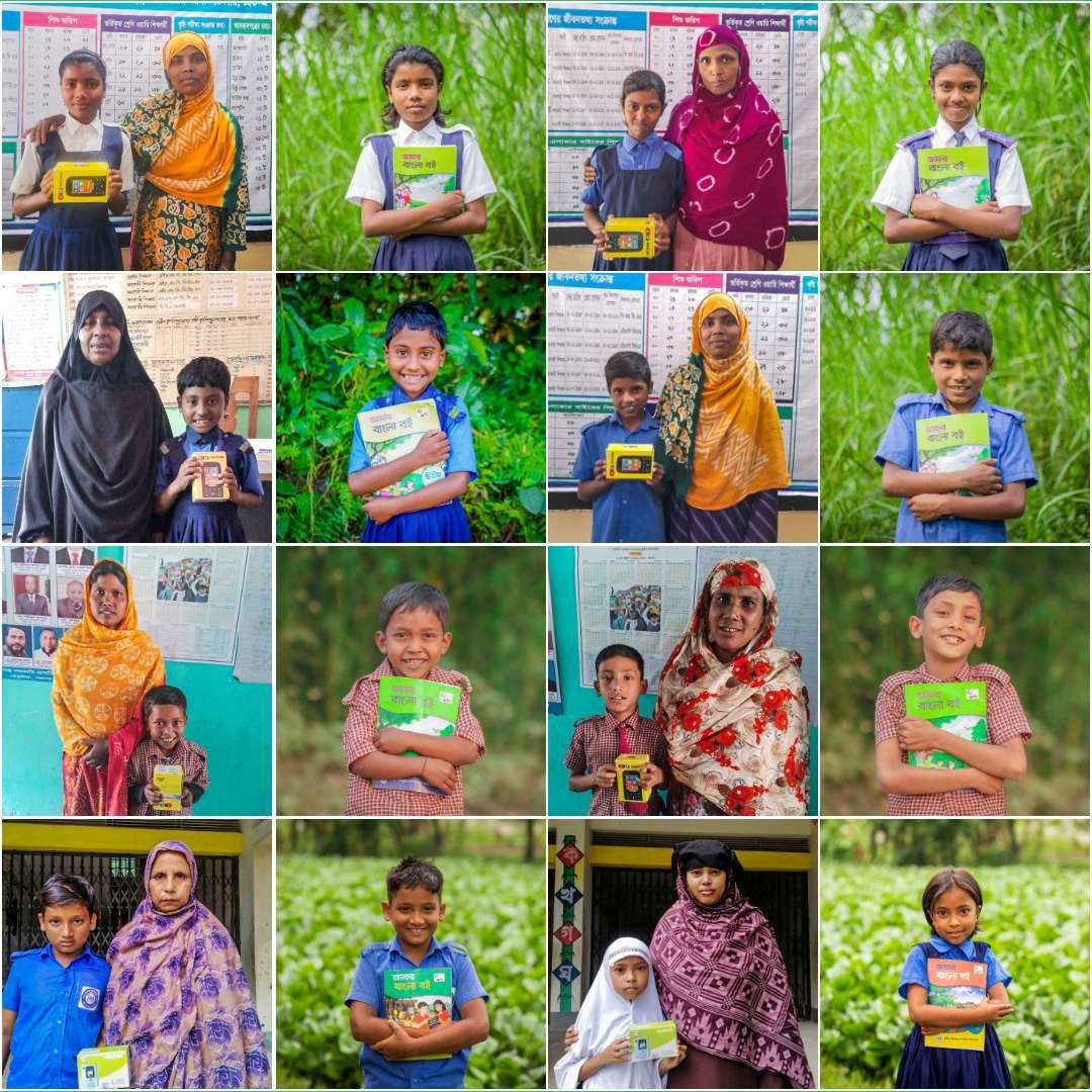 Collage of students and parents with mobile phones